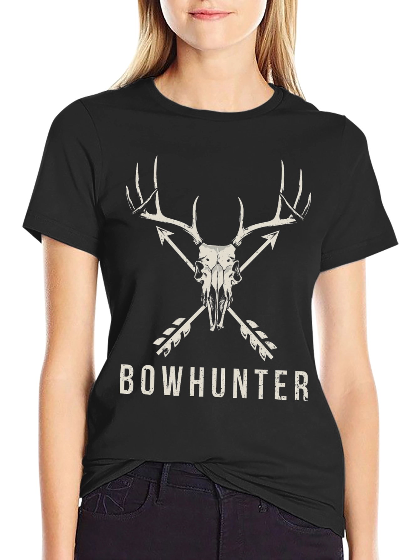 Bowhunter Deer Skull Graphic T-Shirt