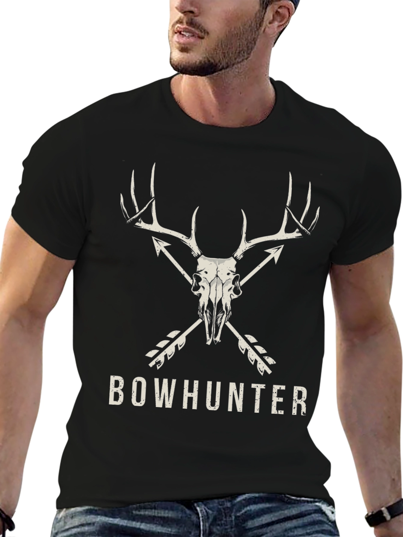 Bowhunter Deer Skull Graphic T-Shirt