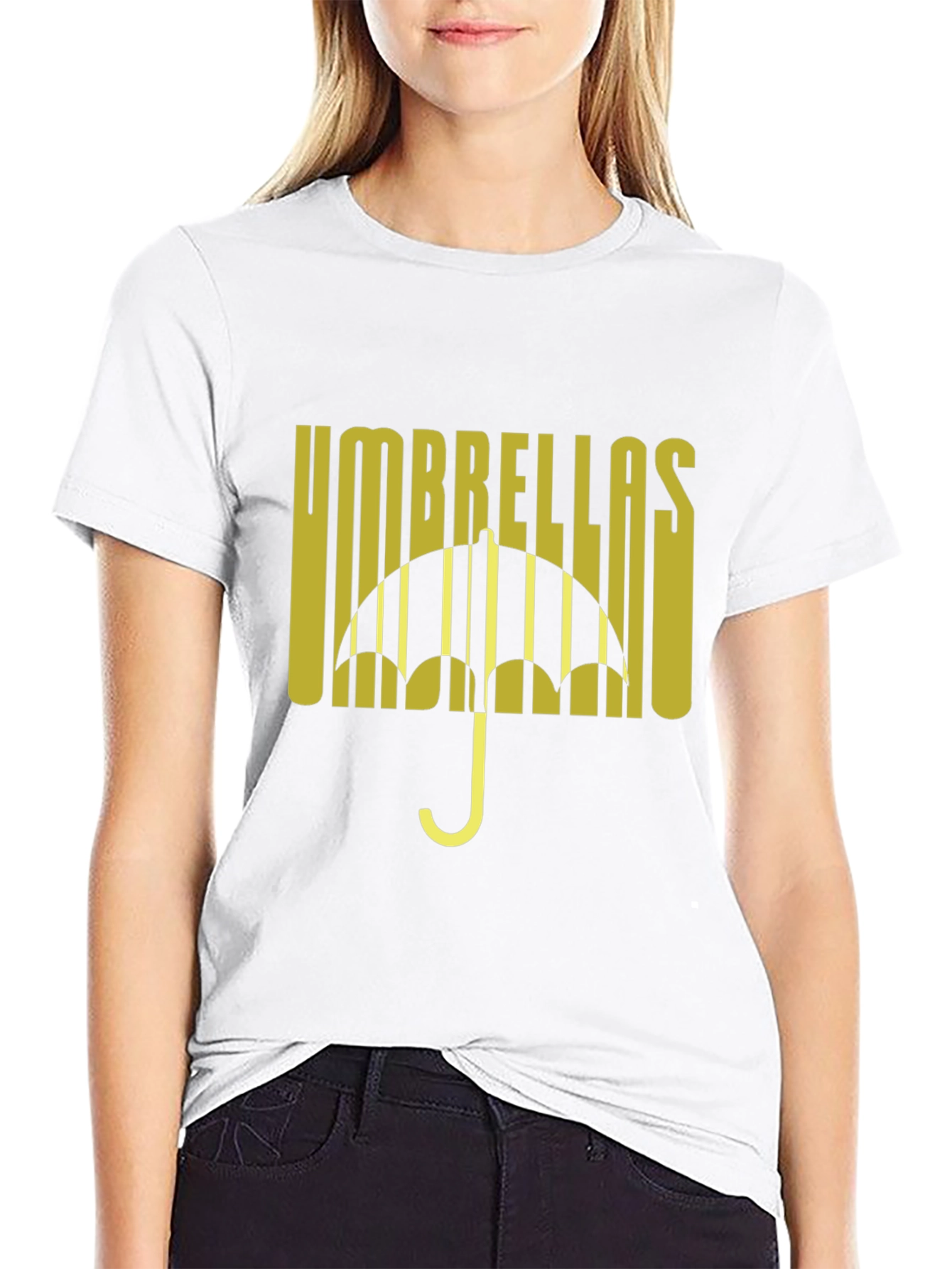 Umbrellas Graphic Tee - Black Cotton Blend T-Shirt
