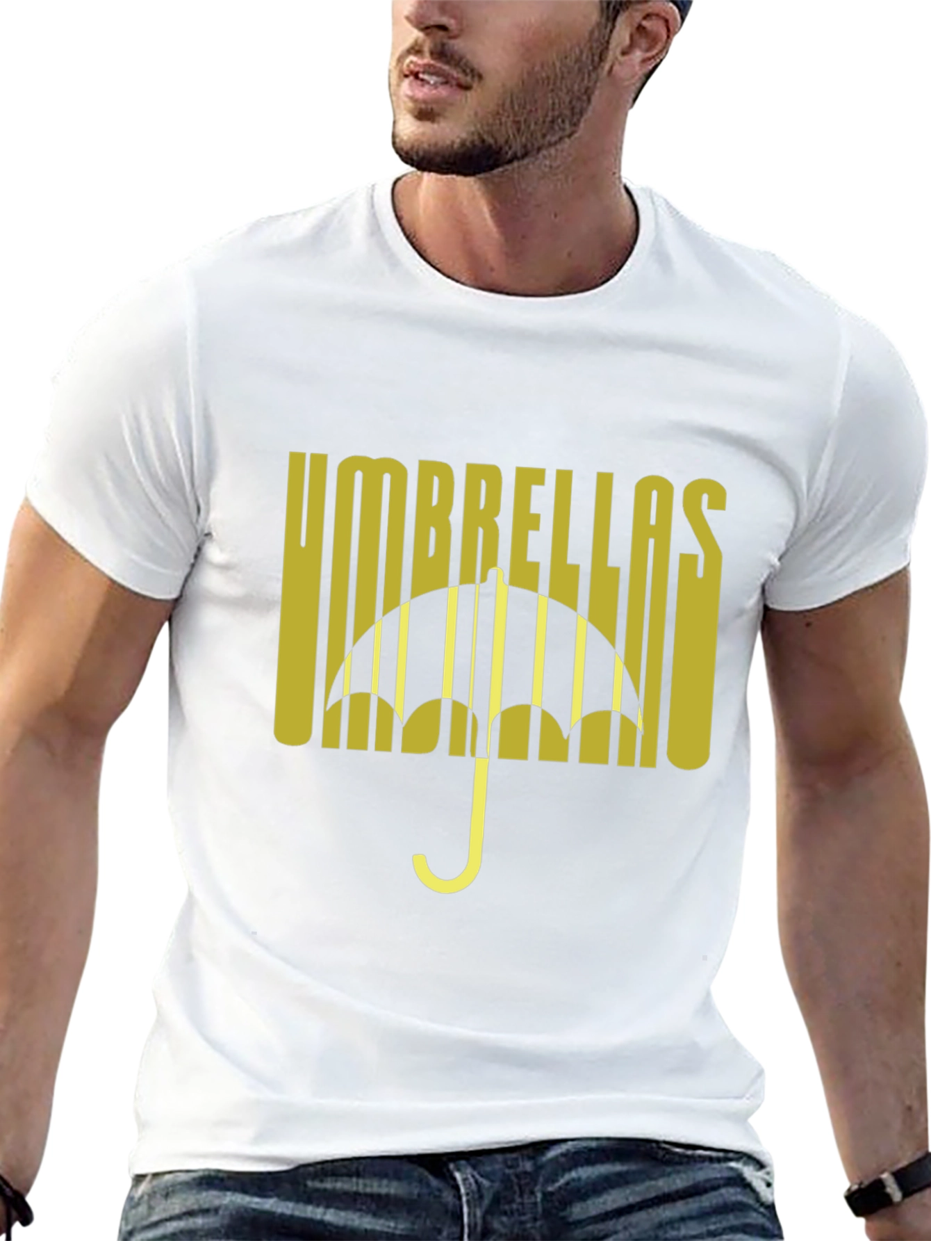 Umbrellas Graphic Tee - Black Cotton Blend T-Shirt