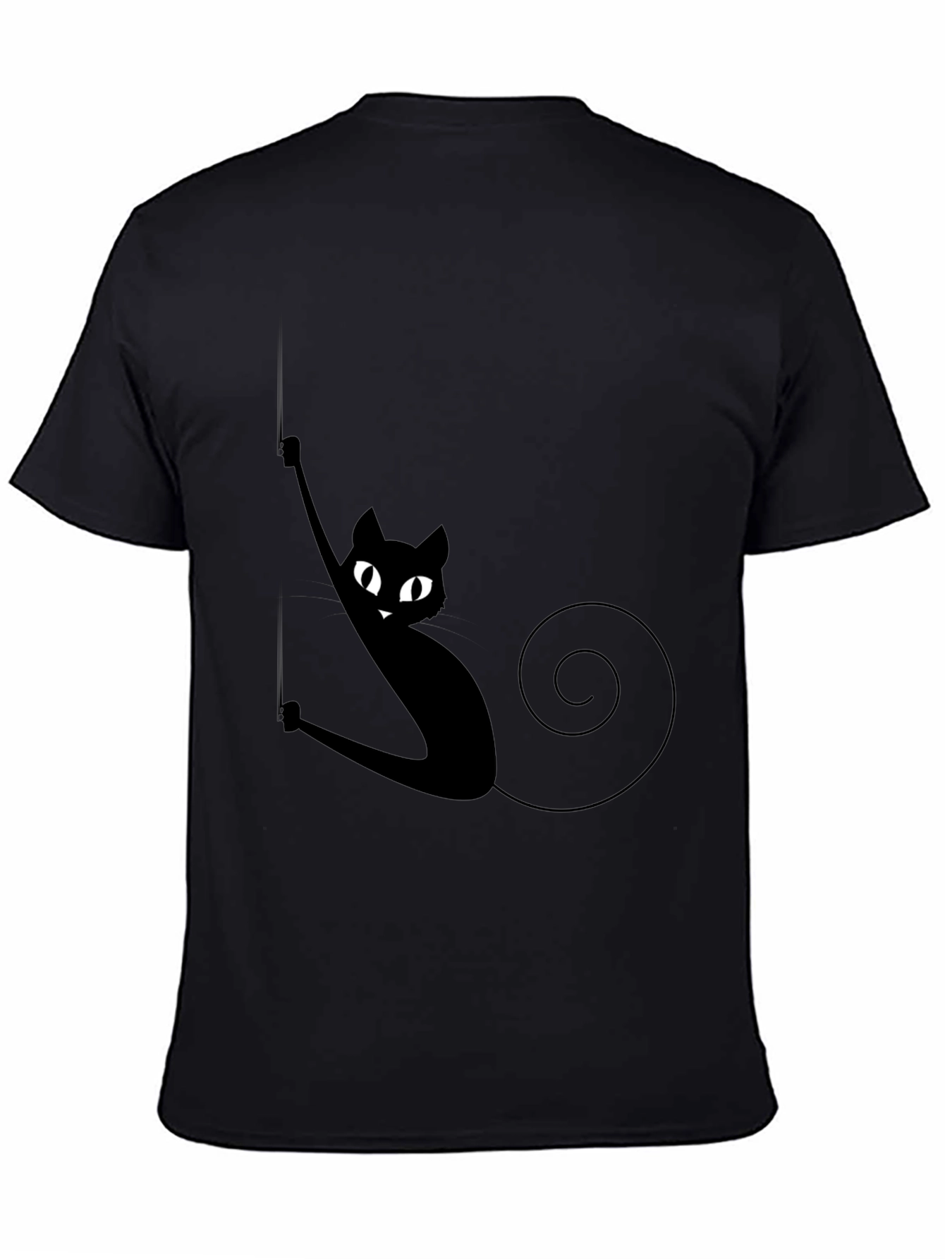Black Cat Climbing Rope Mens Graphic T-Shirt