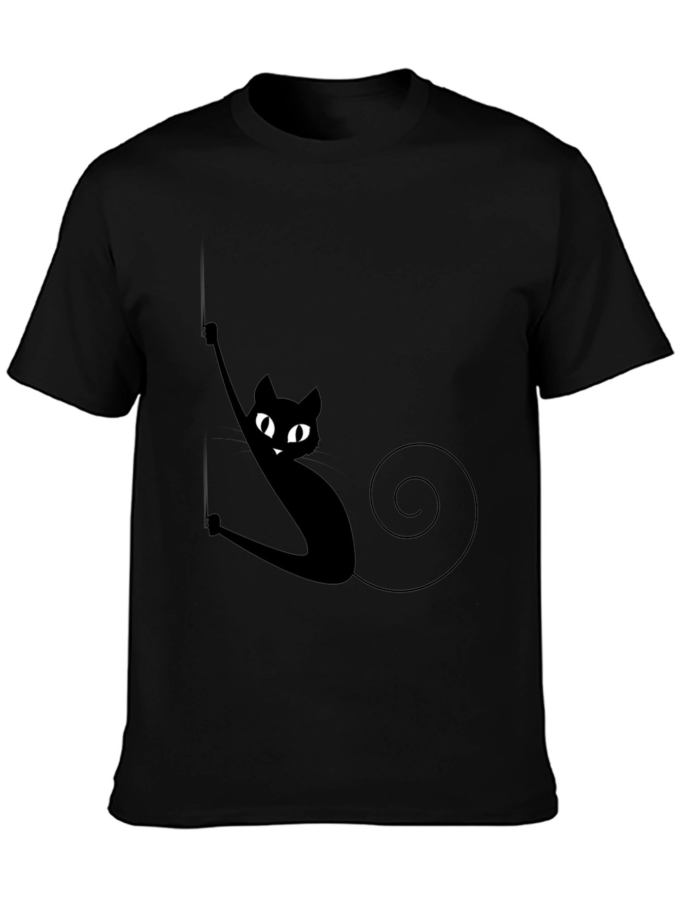 Black Cat Climbing Rope Mens Graphic T-Shirt