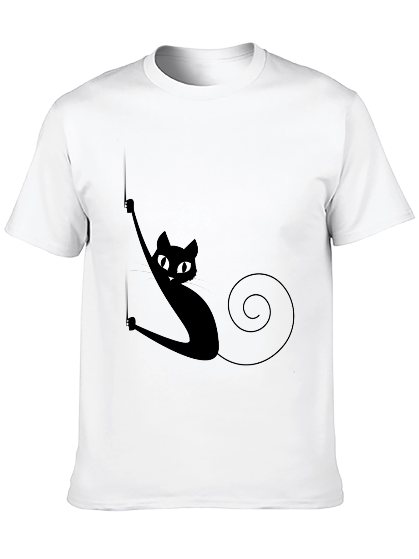 Black Cat Climbing Rope Mens Graphic T-Shirt