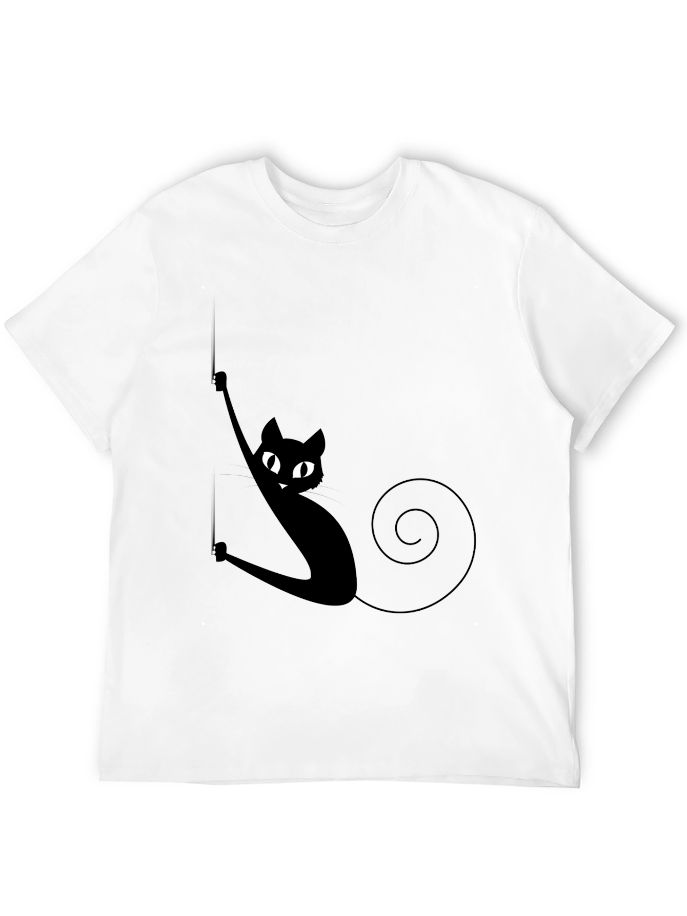 Black Cat Climbing Rope Mens Graphic T-Shirt