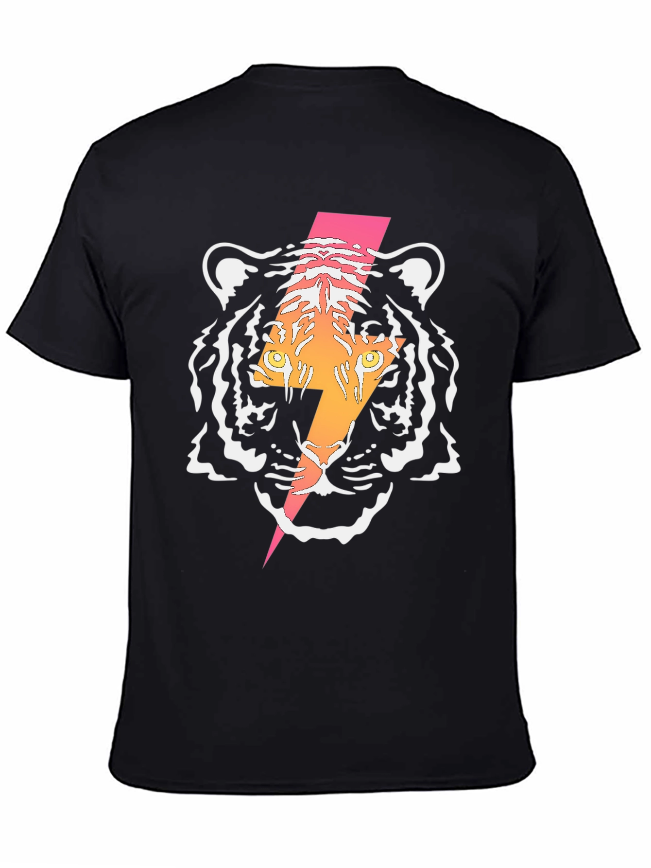 Tiger Lightning Bolt Graphic Tee - Cool Black T-Shirt