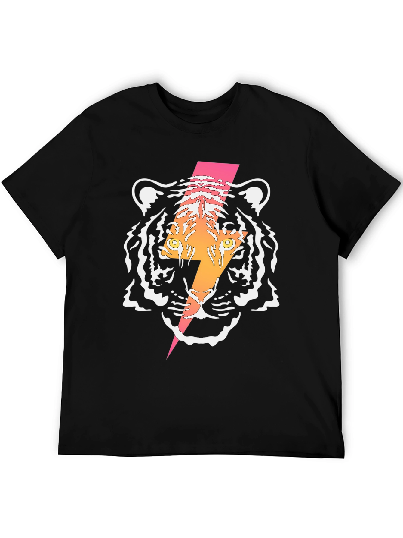 Tiger Lightning Bolt Graphic Tee - Cool Black T-Shirt