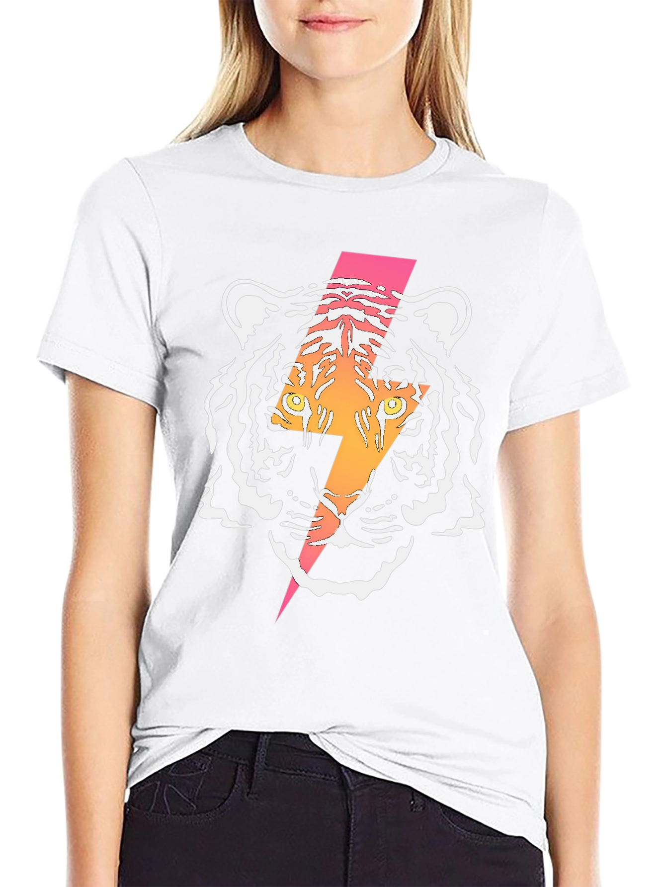 Tiger Lightning Bolt Graphic Tee - Cool Black T-Shirt