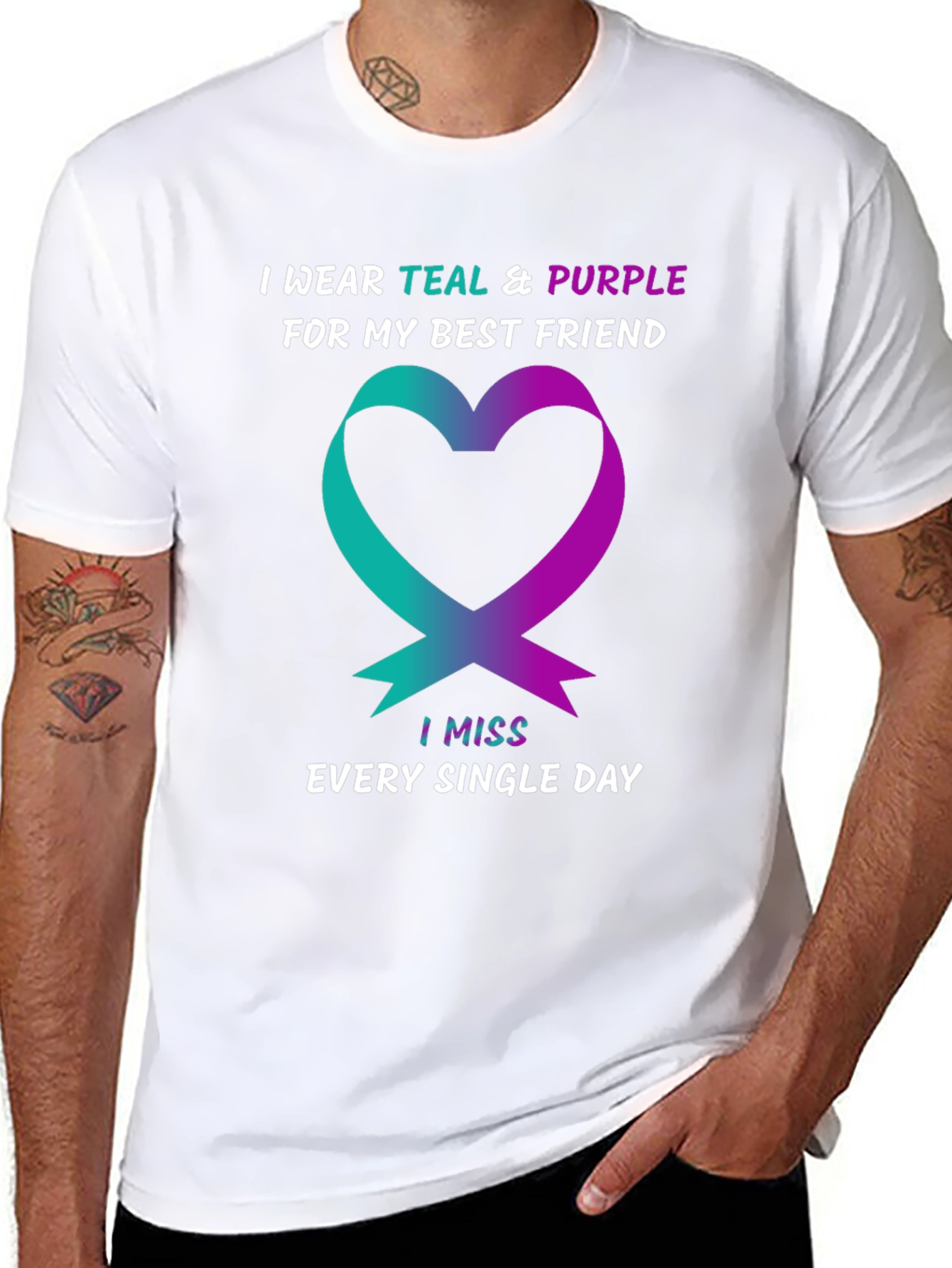 Teal & Purple Heart Best Friend Remembrance T-Shirt