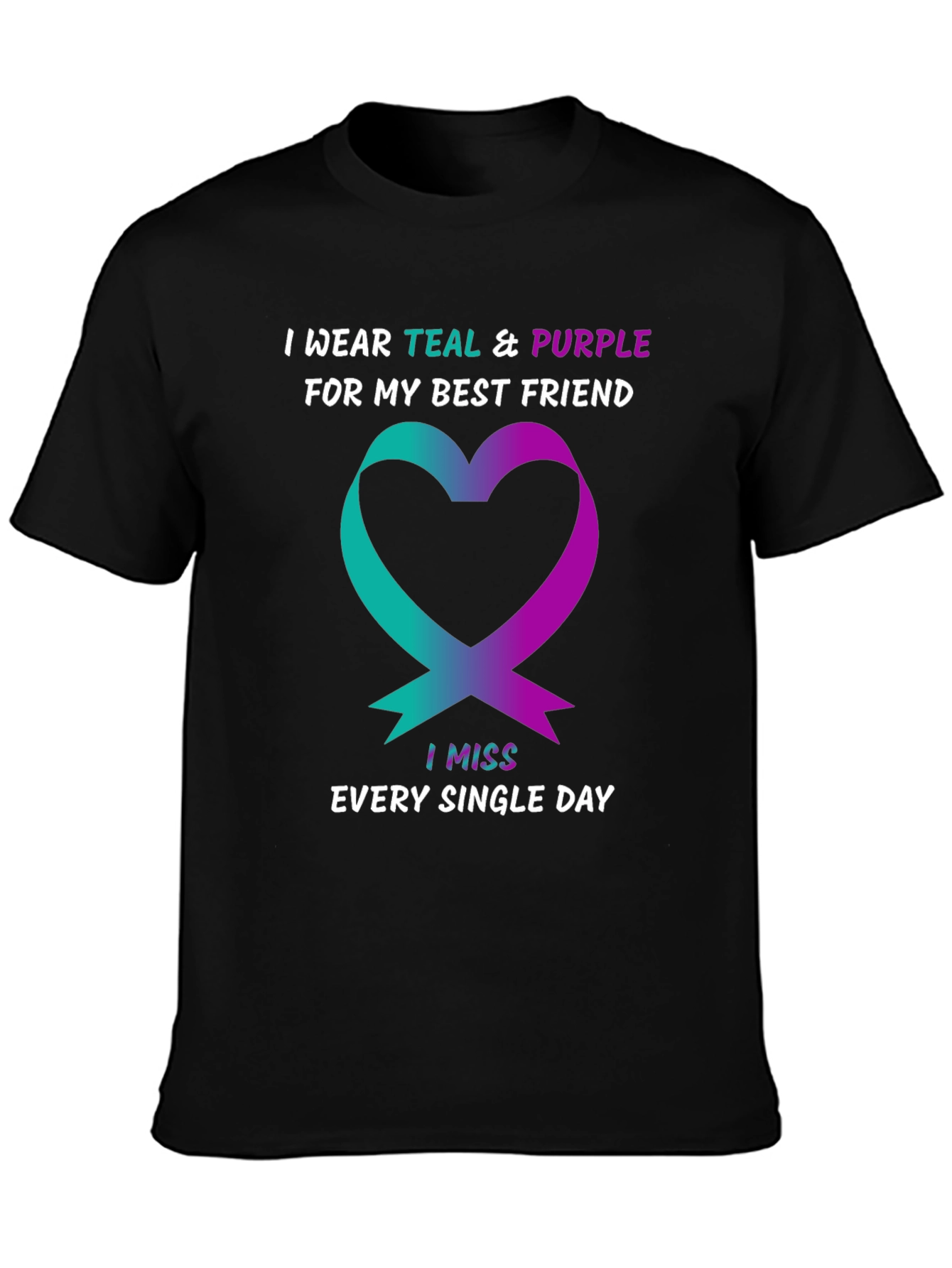 Teal & Purple Heart Best Friend Remembrance T-Shirt