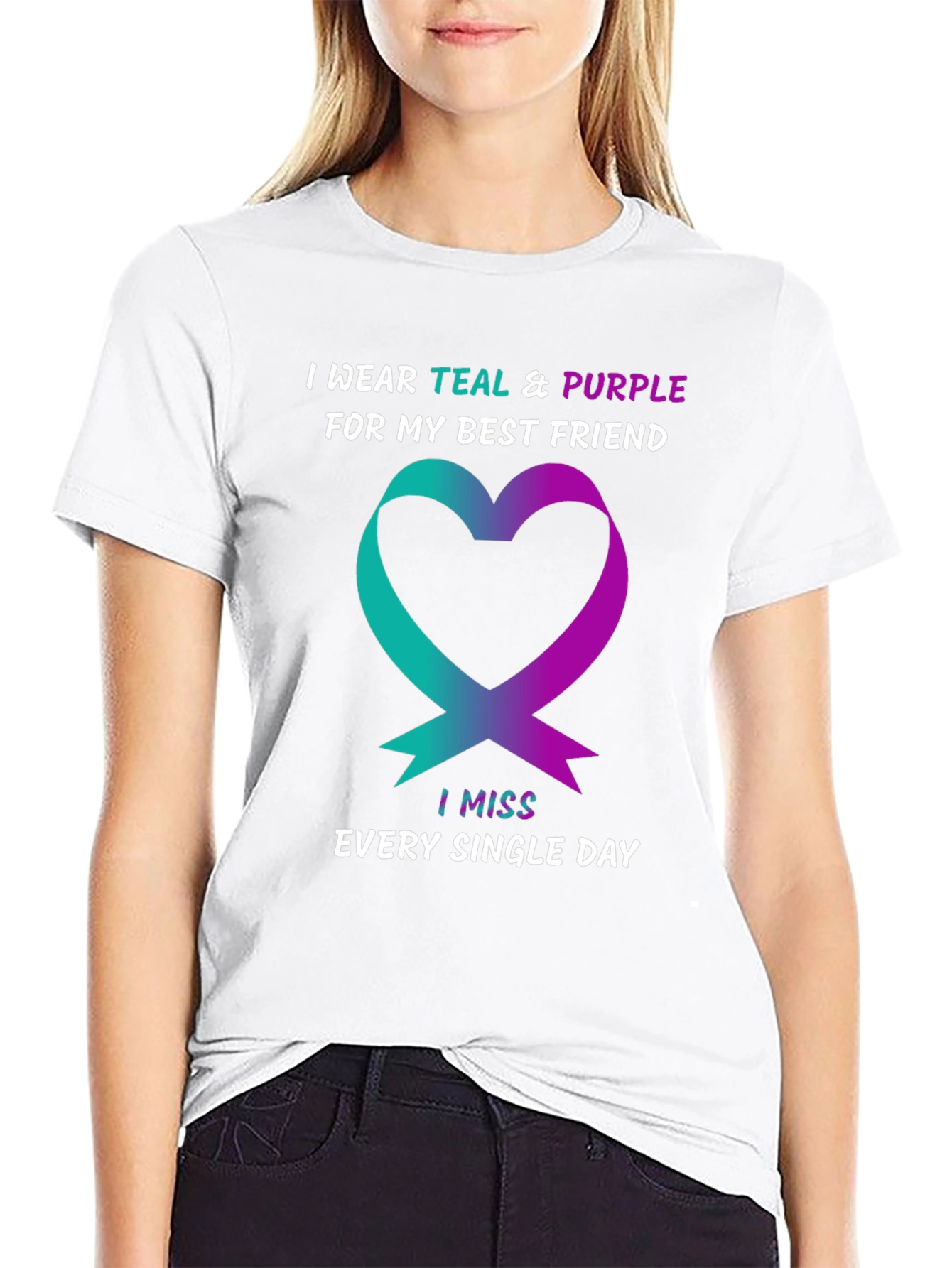 Teal & Purple Heart Best Friend Remembrance T-Shirt