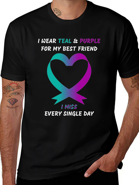 Teal & Purple Heart Best Friend Remembrance T-Shirt