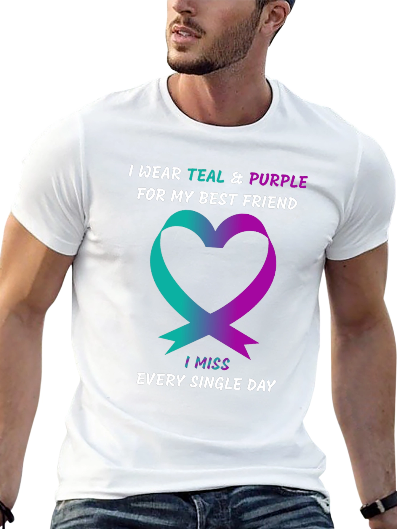 Teal & Purple Heart Best Friend Remembrance T-Shirt