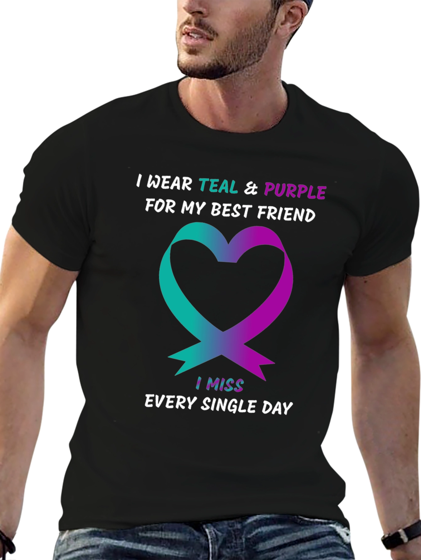 Teal & Purple Heart Best Friend Remembrance T-Shirt