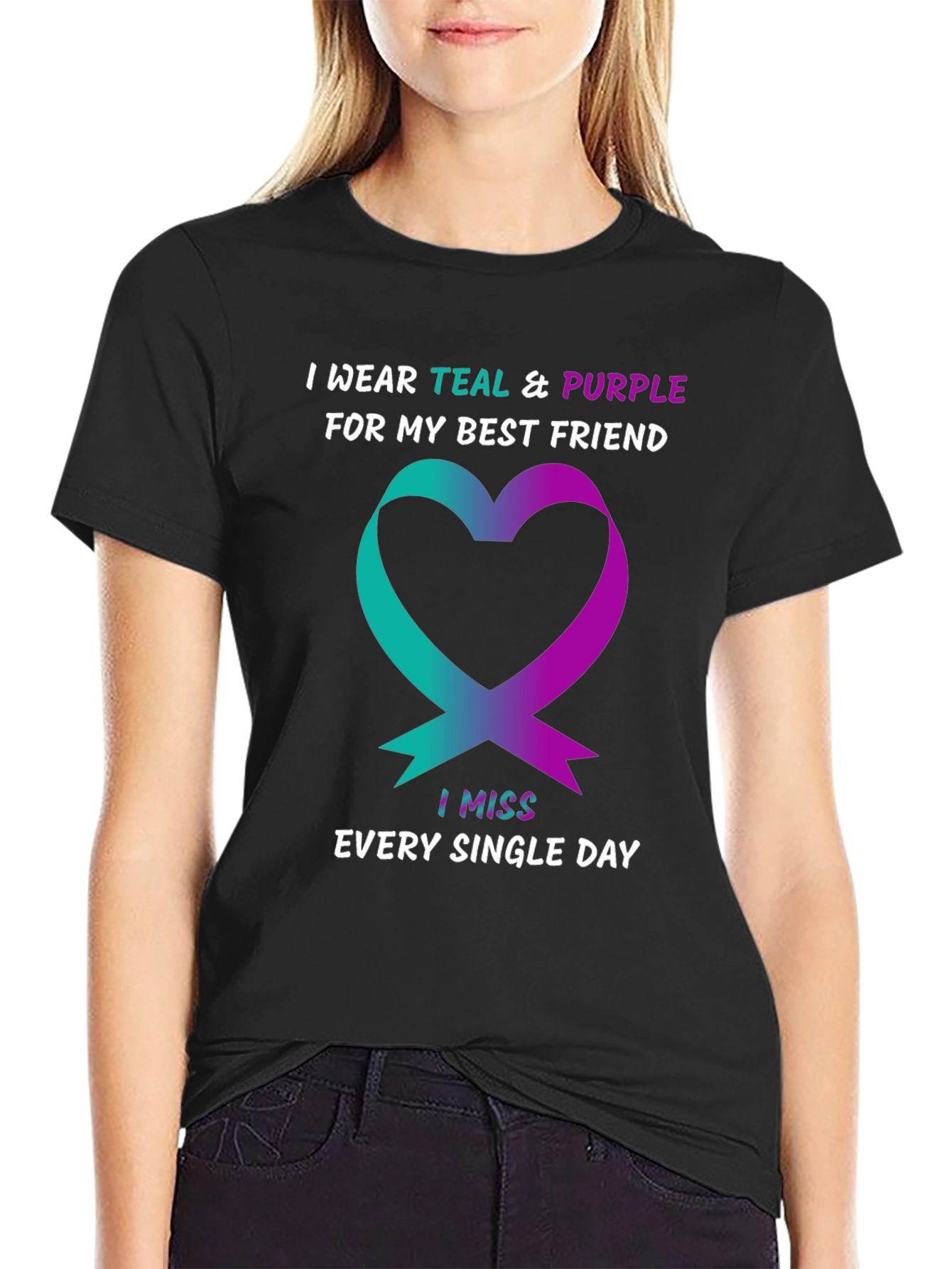 Teal & Purple Heart Best Friend Remembrance T-Shirt