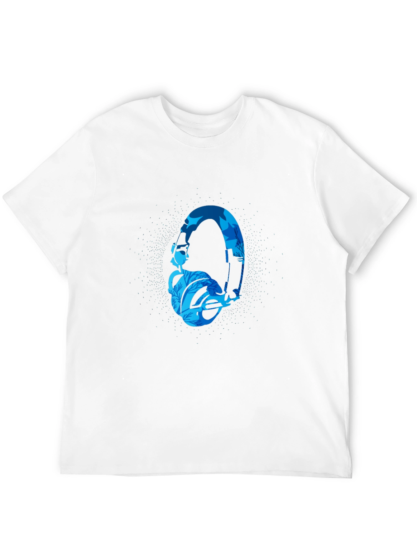 Stylish Black T-Shirt with Blue Headphone Graphic