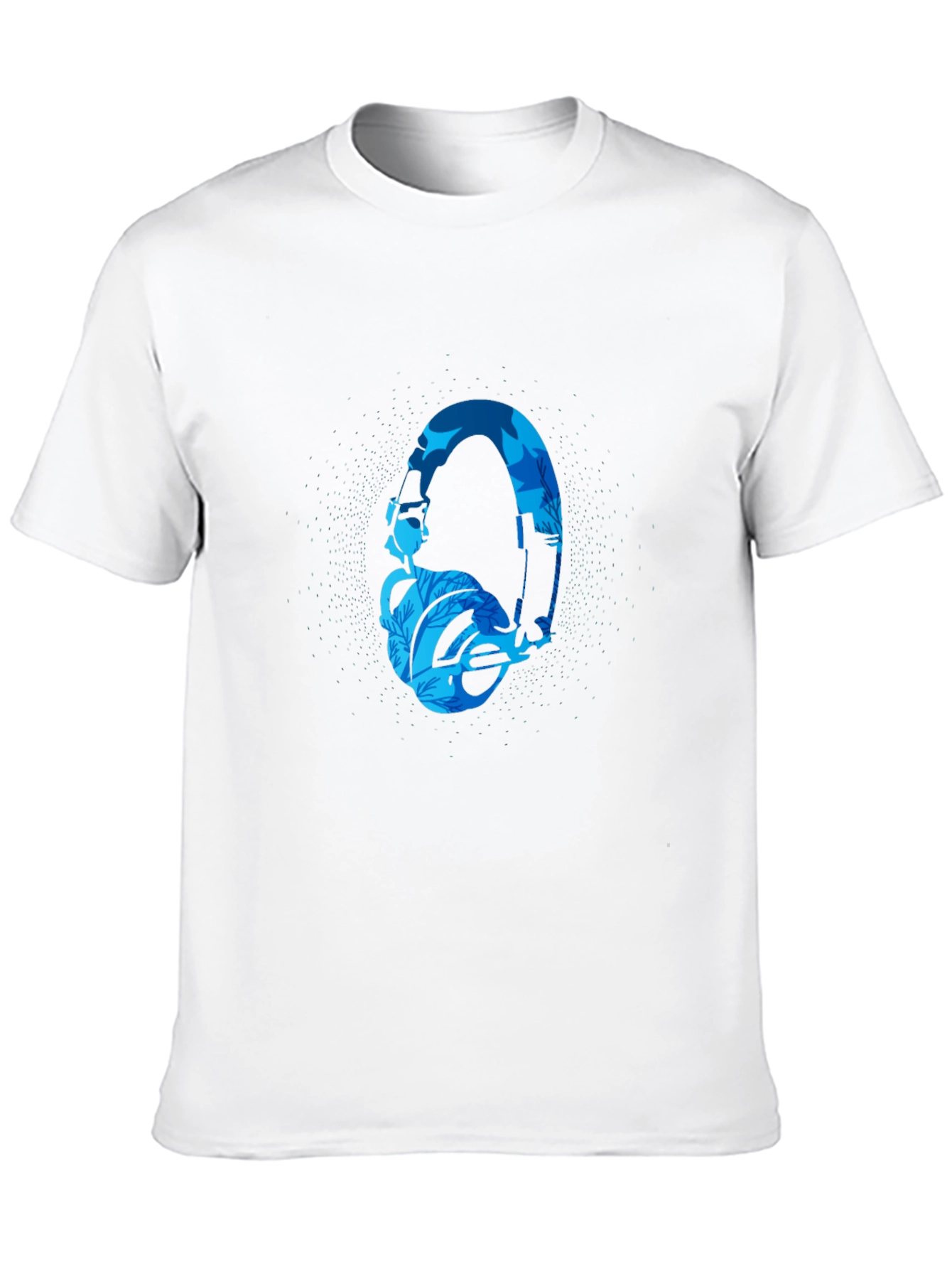 Stylish Black T-Shirt with Blue Headphone Graphic