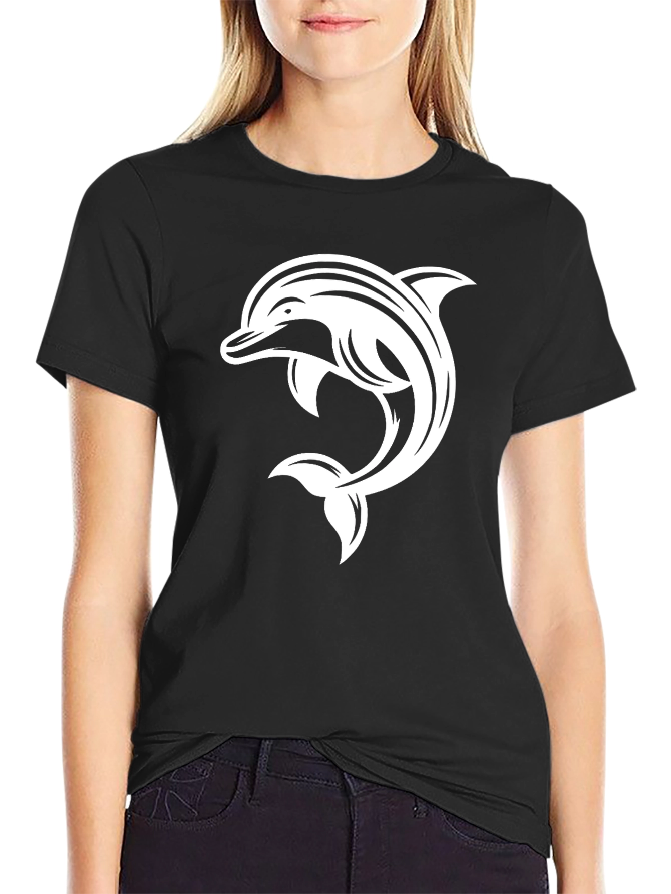 Black Dolphin Graphic Tee - Stylish Comfort
