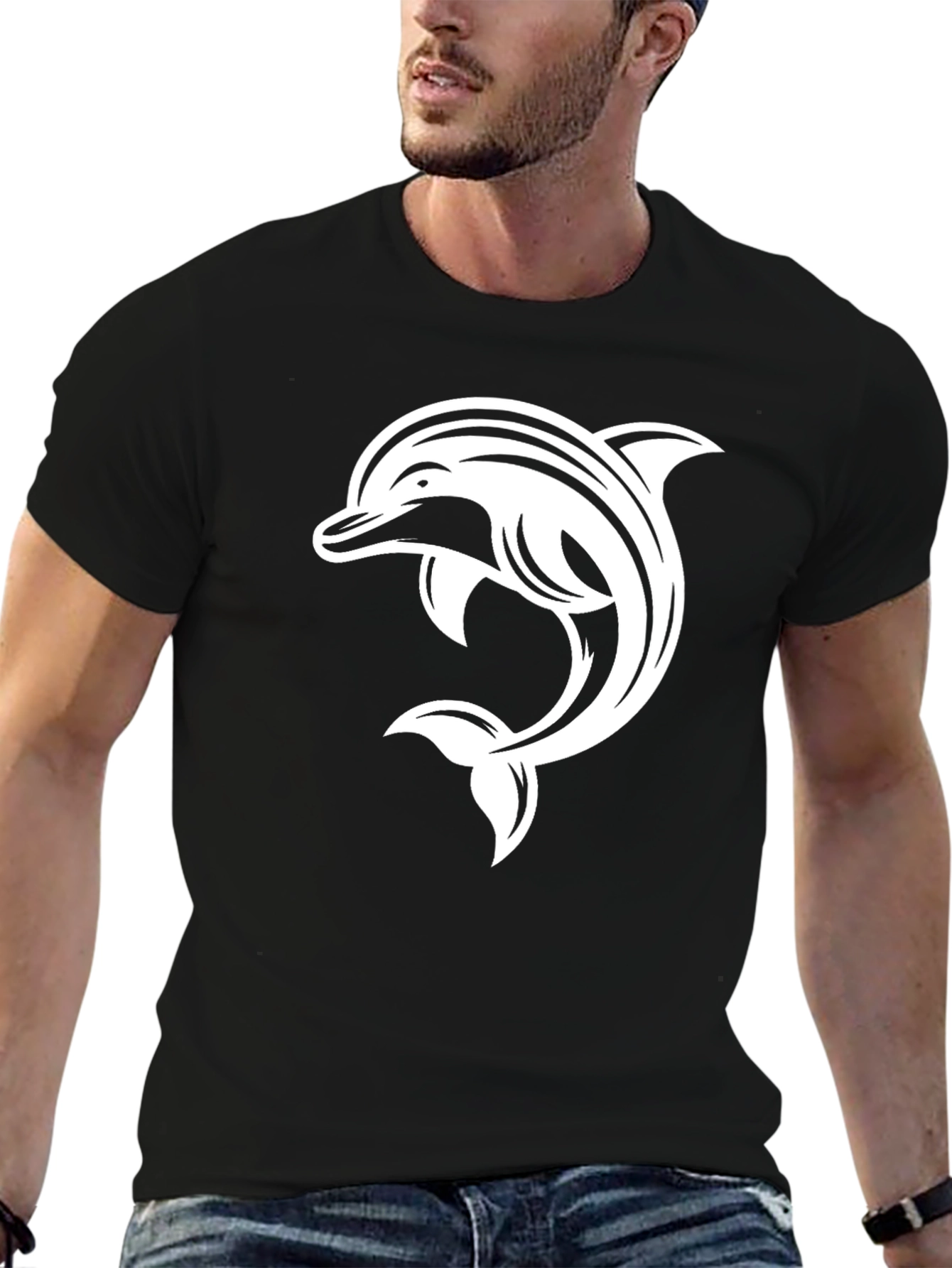 Black Dolphin Graphic Tee - Stylish Comfort