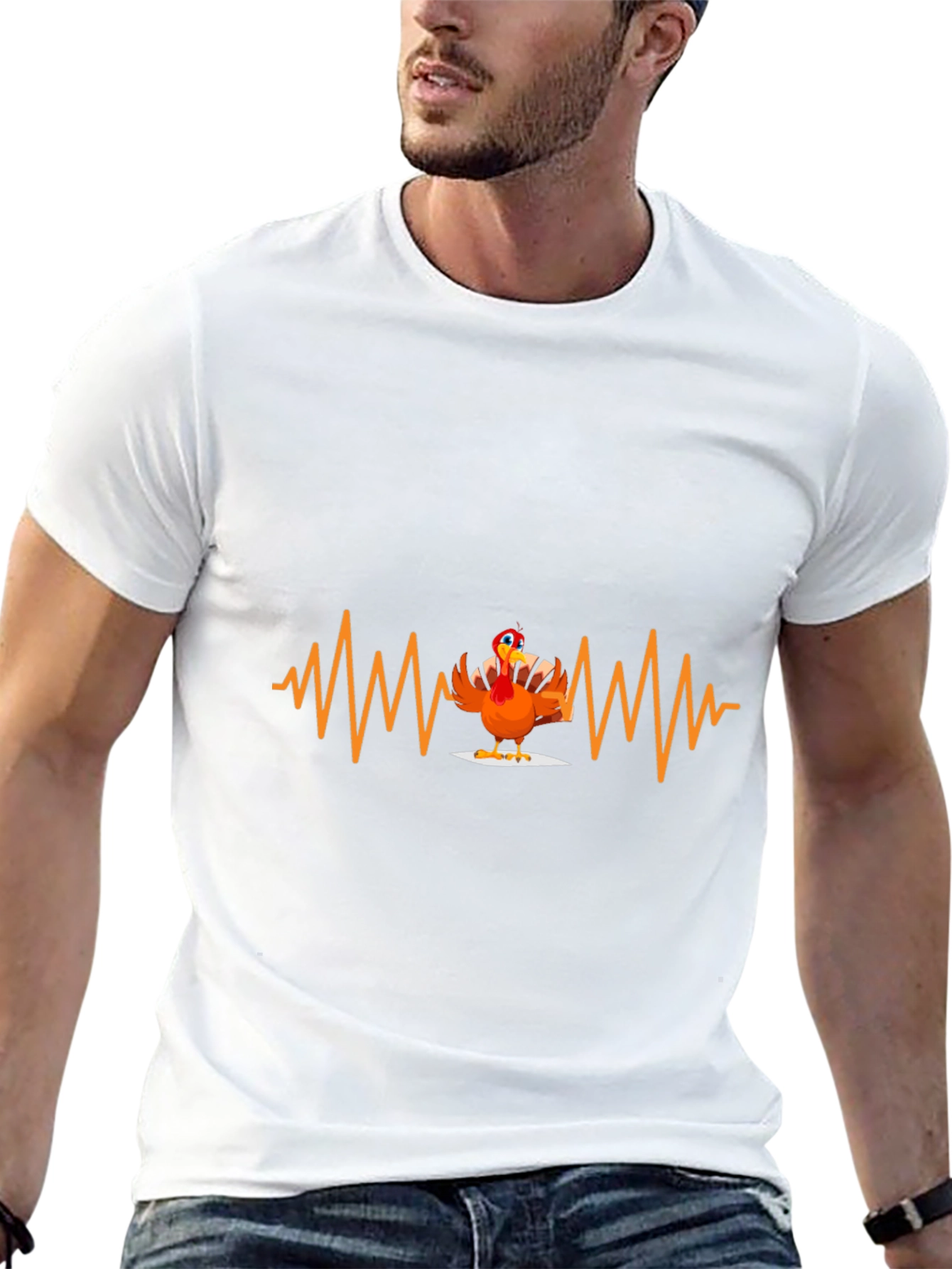 Thanksgiving Turkey Heartbeat Mens T-Shirt