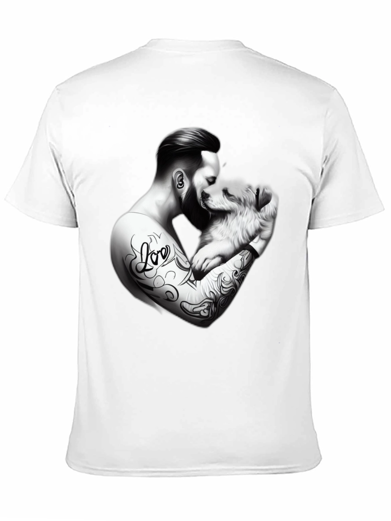 Tattooed Man & Dog Black T-Shirt