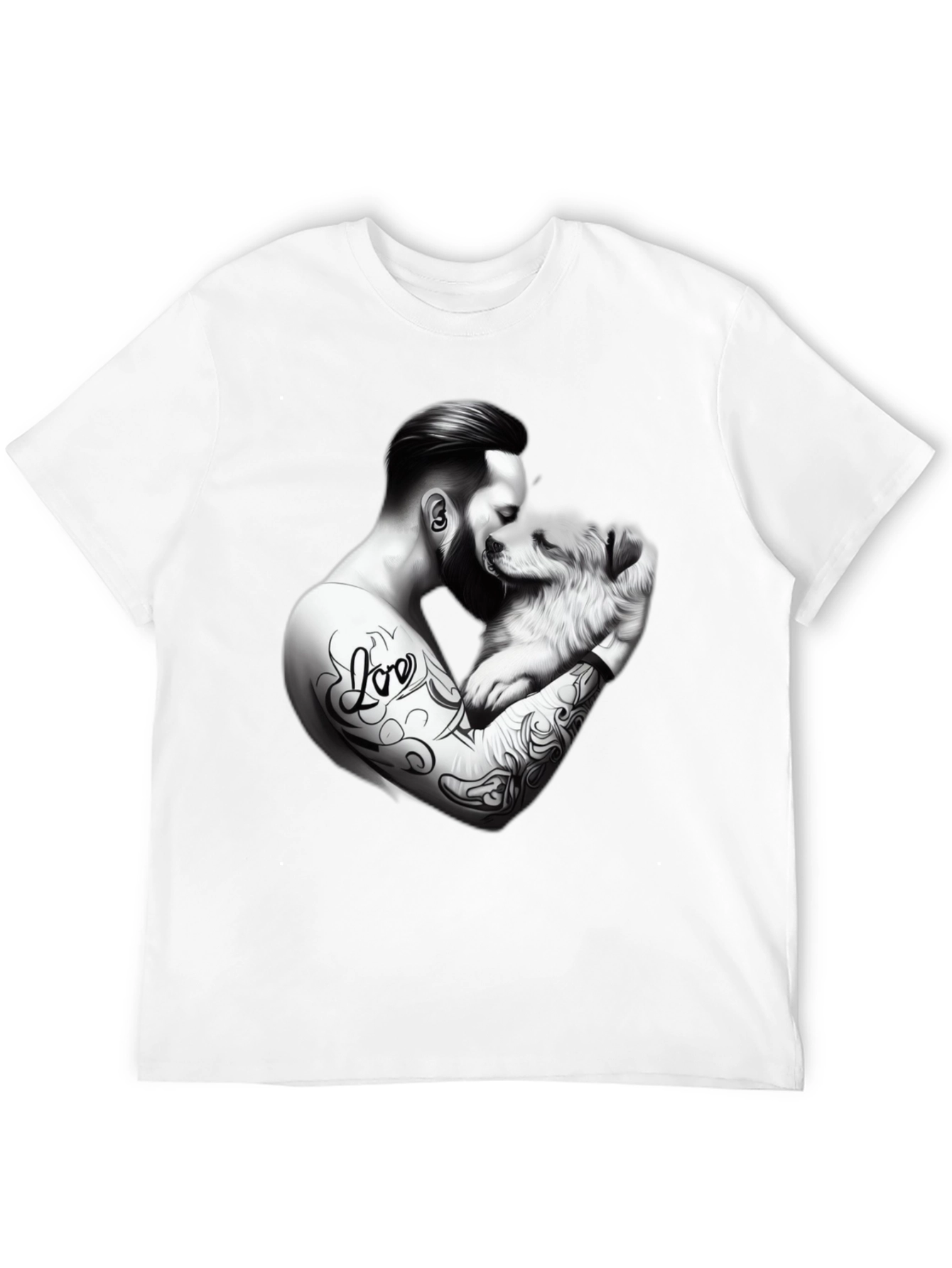 Tattooed Man & Dog Black T-Shirt