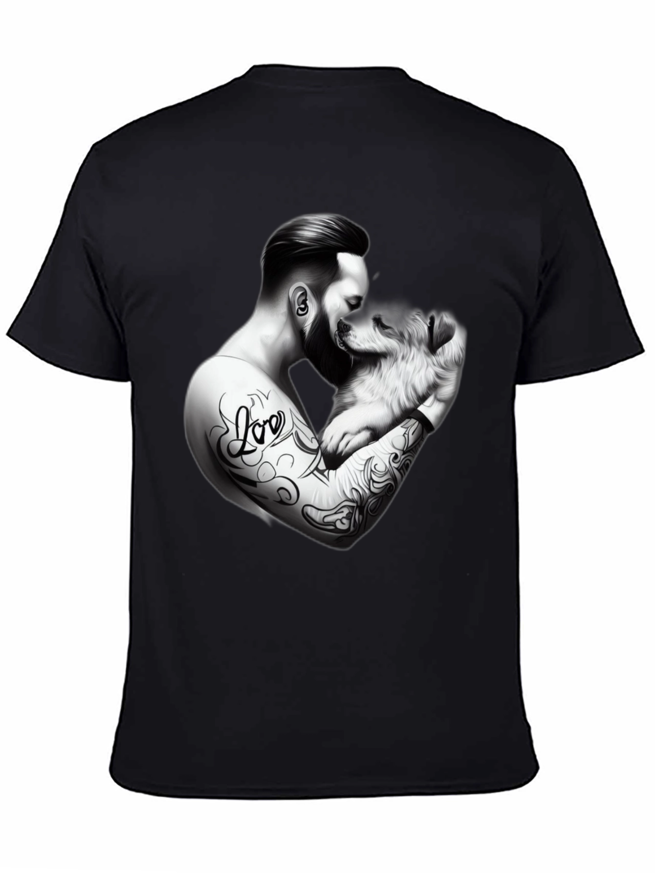 Tattooed Man & Dog Black T-Shirt