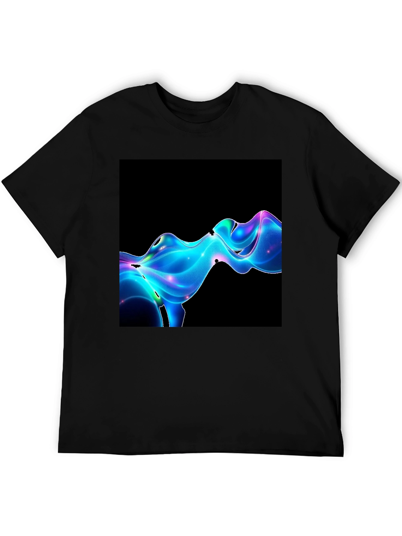 Abstract Wave Graphic Tee - Modern Black T-Shirt