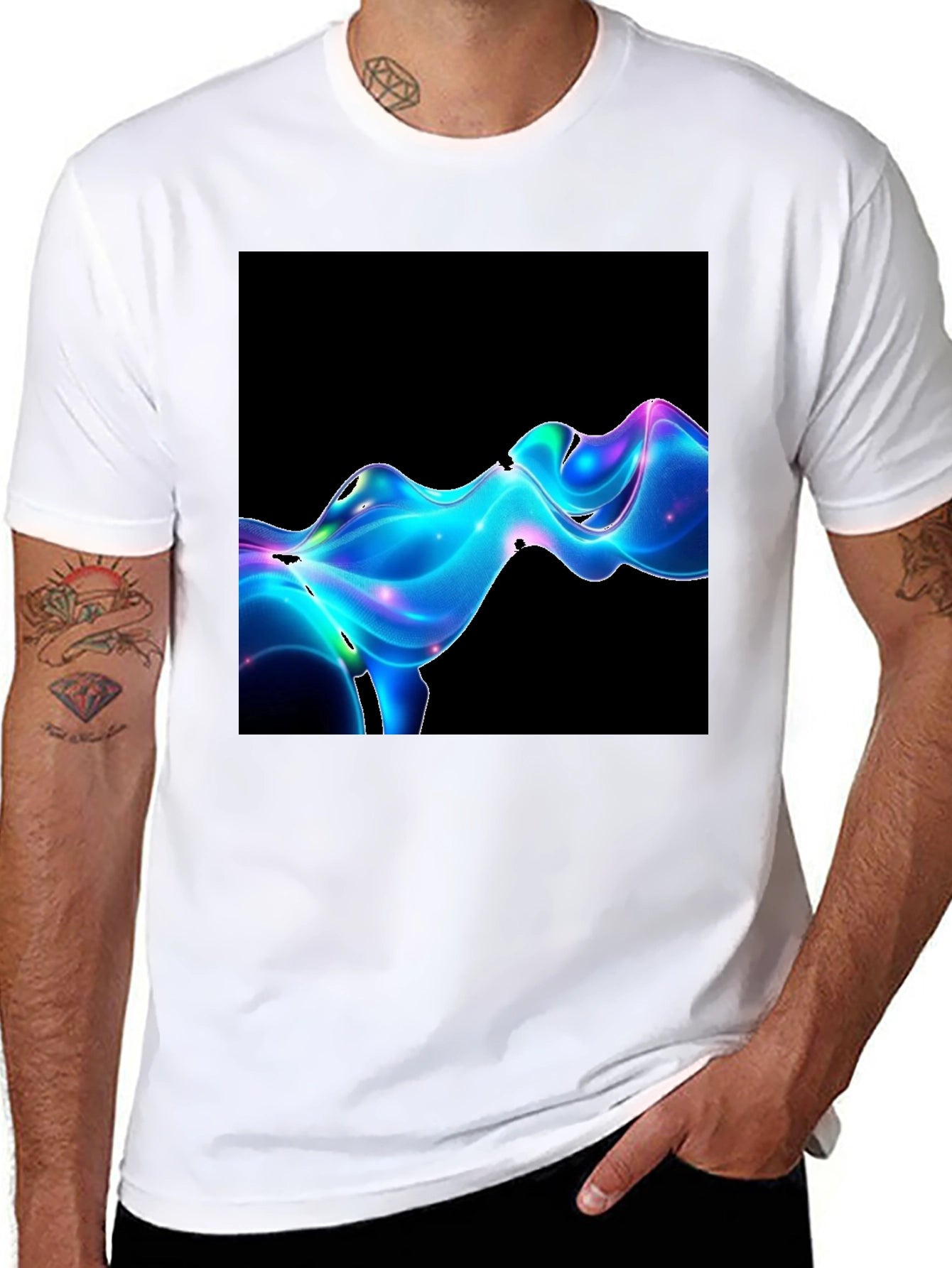 Abstract Wave Graphic Tee - Modern Black T-Shirt