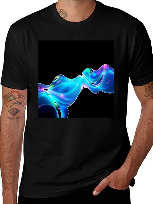 Abstract Wave Graphic Tee - Modern Black T-Shirt