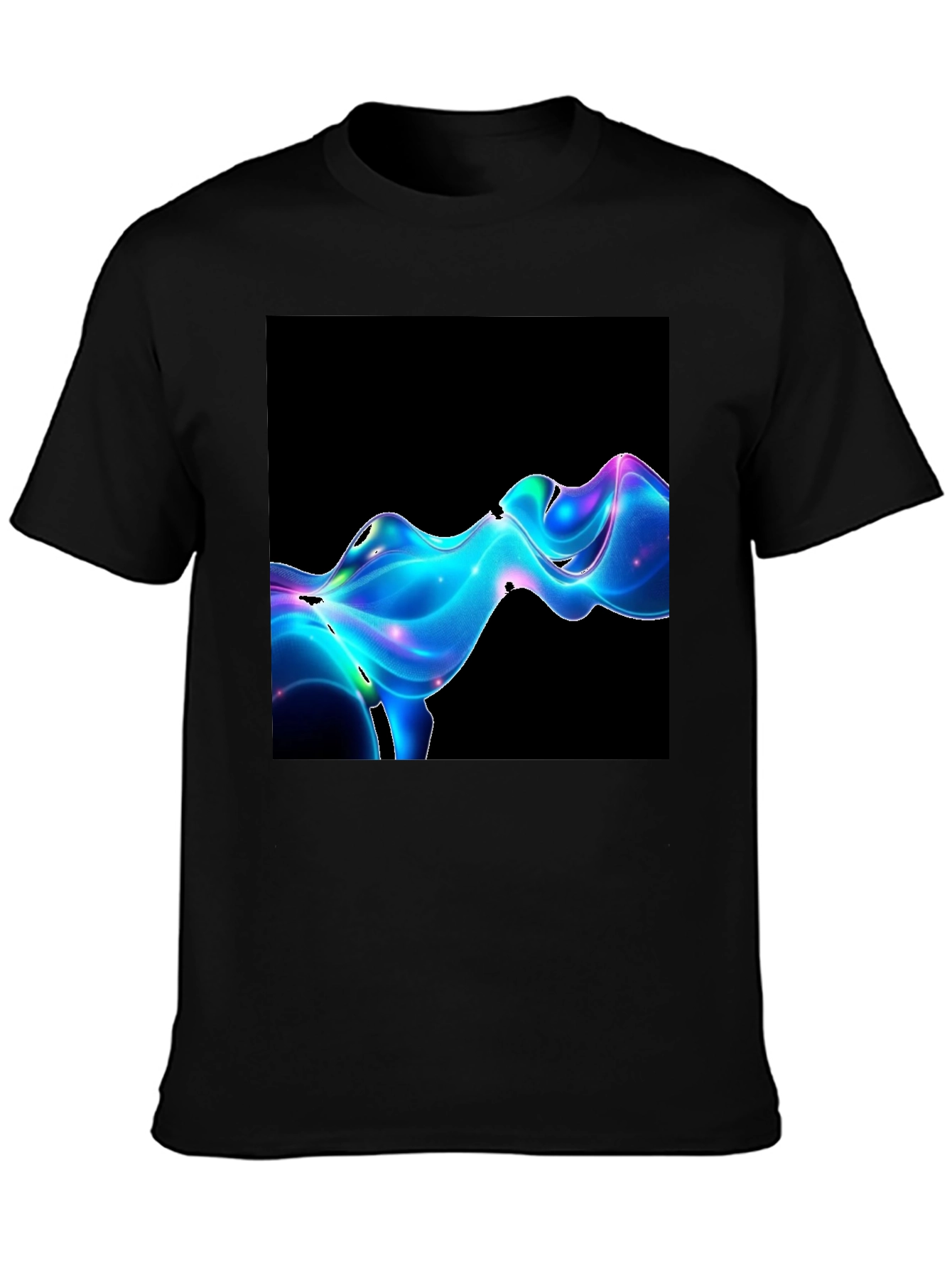 Abstract Wave Graphic Tee - Modern Black T-Shirt