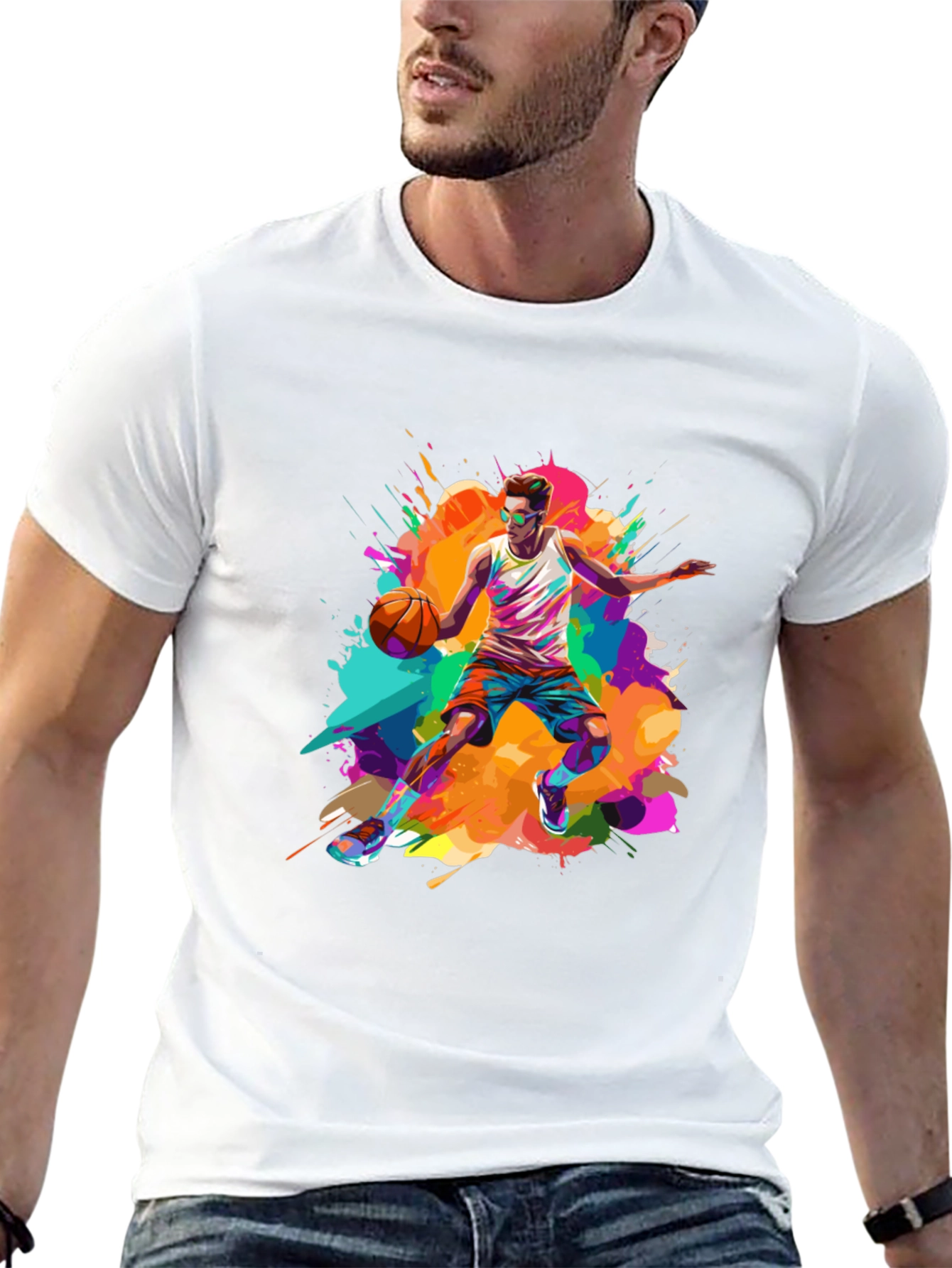 Vibrant Basketball Graphic Tee