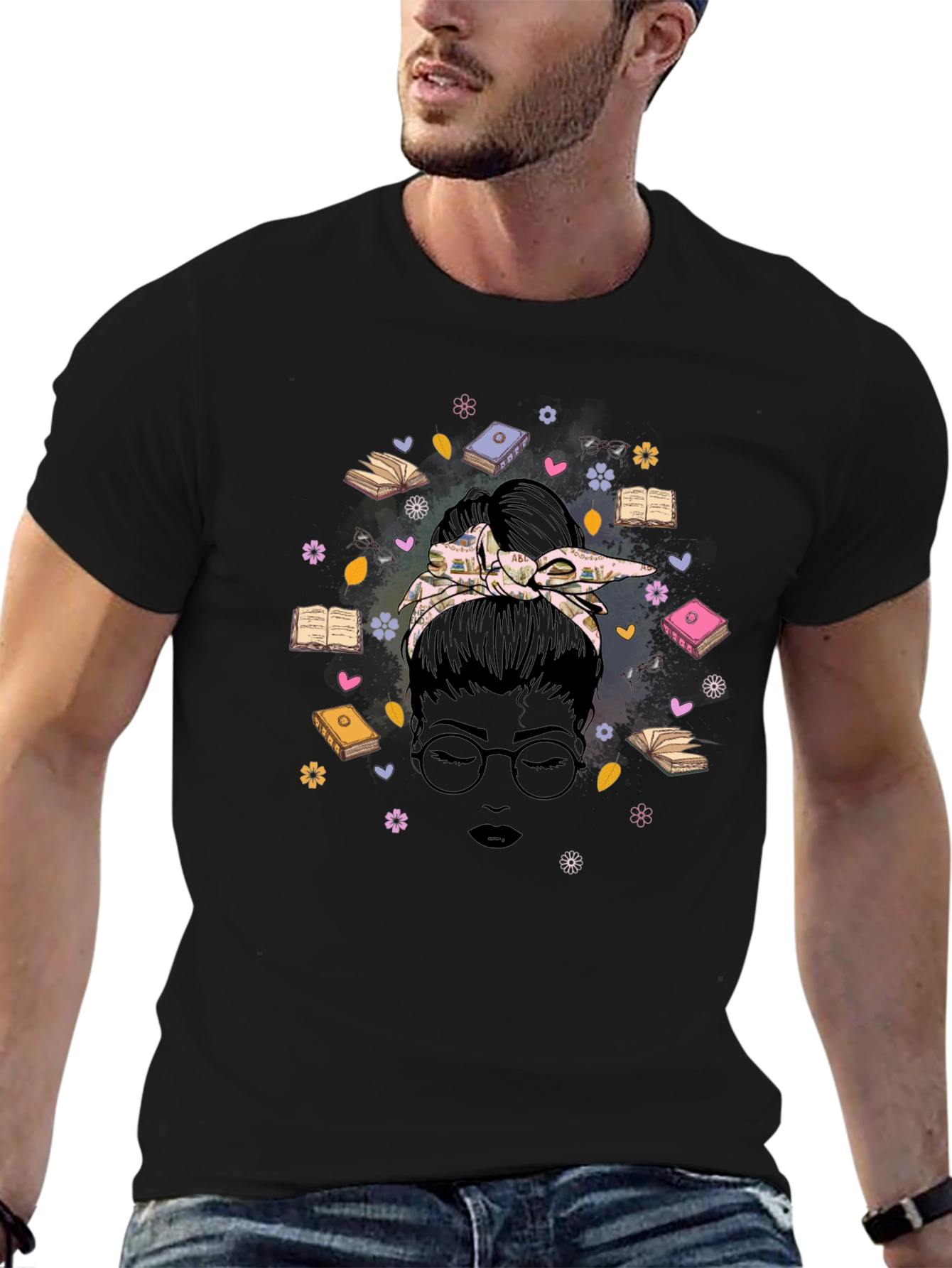 Book Lover T-Shirt: Messy Bun Reader Graphic Tee