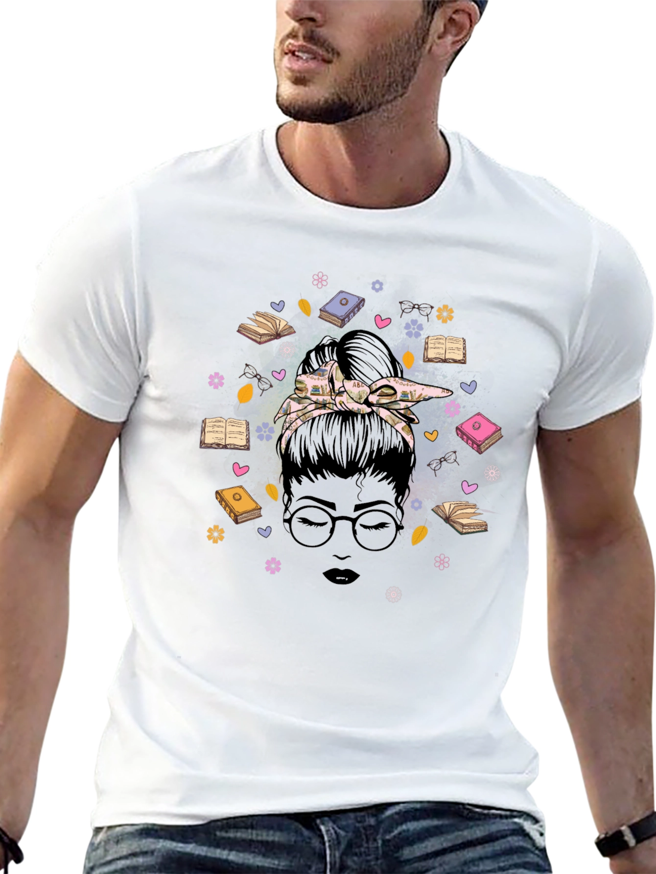 Book Lover T-Shirt: Messy Bun Reader Graphic Tee