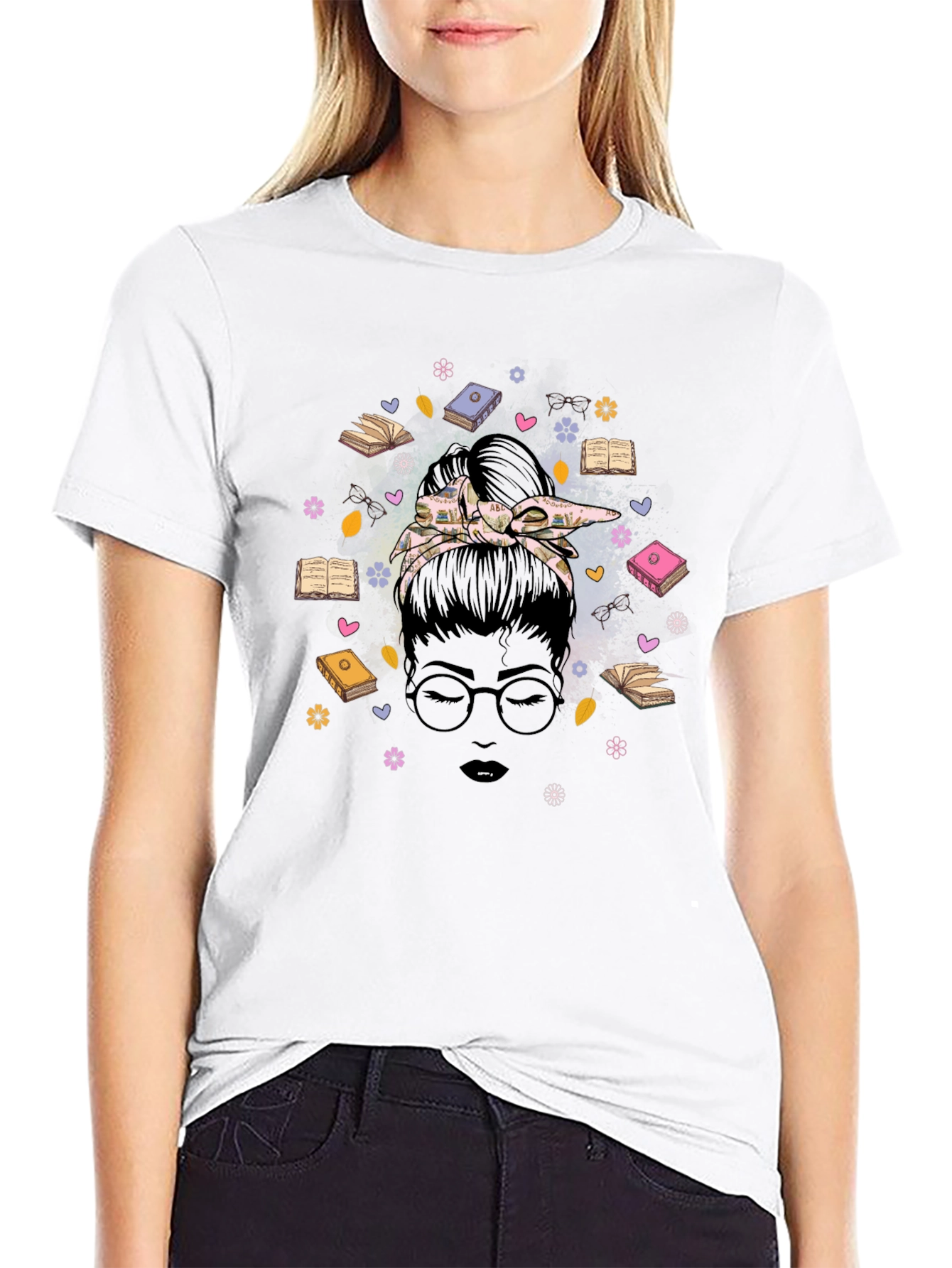 Book Lover T-Shirt: Messy Bun Reader Graphic Tee