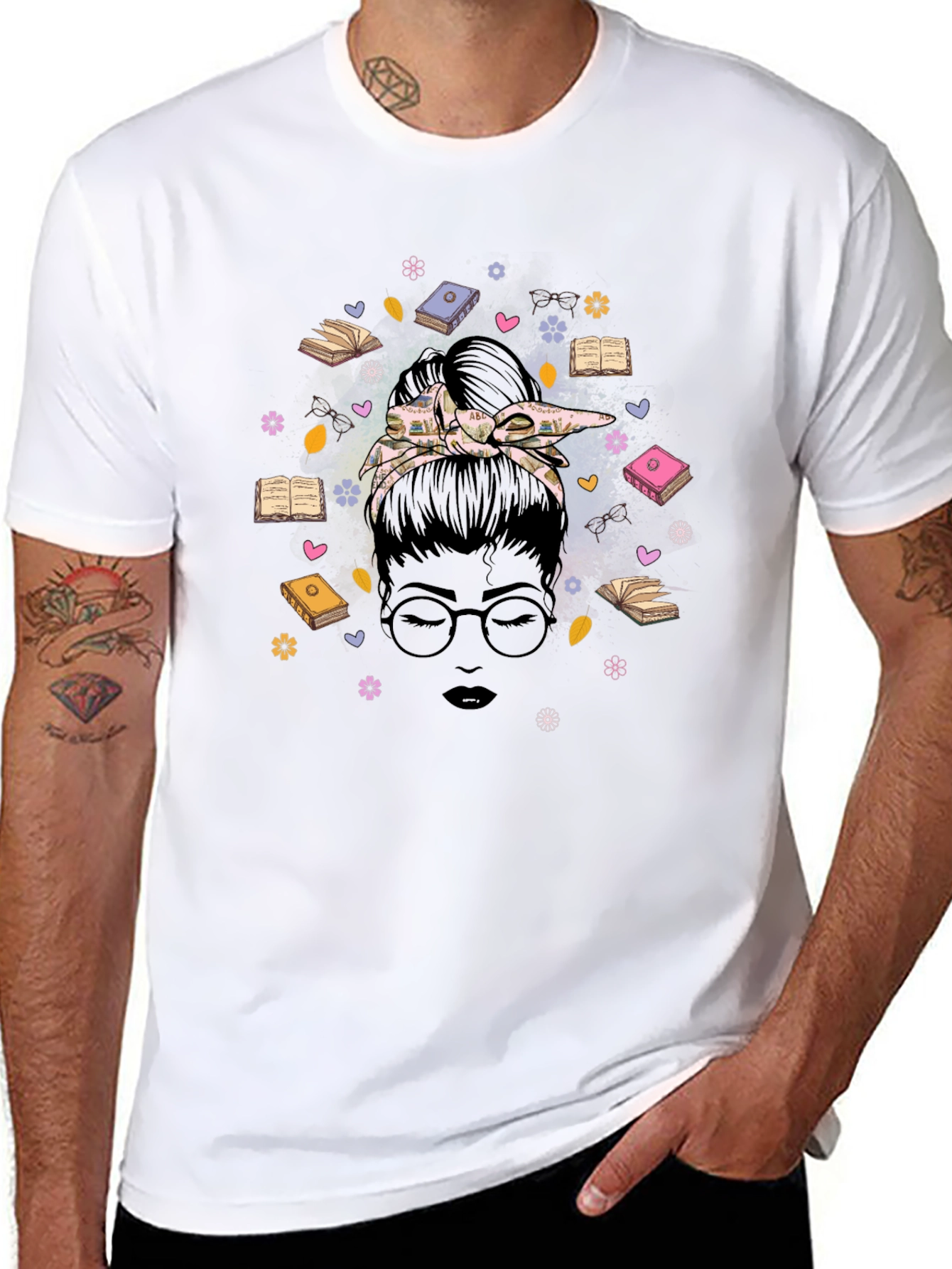 Book Lover T-Shirt: Messy Bun Reader Graphic Tee