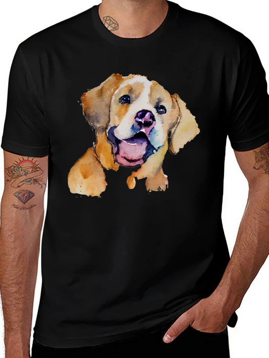 Watercolor Puppy Graphic T-Shirt - Cute Dog Tee