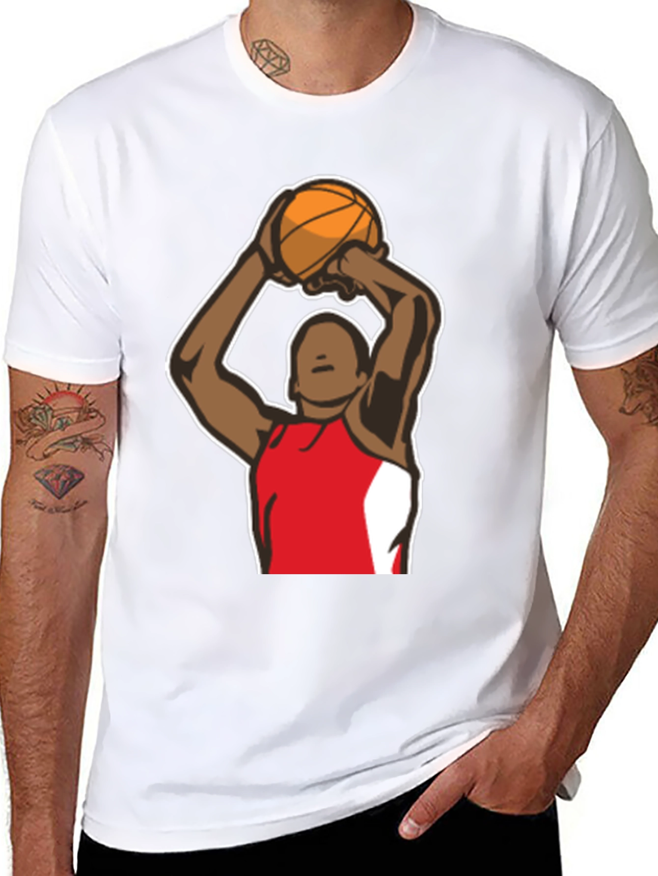 Basketball Player Graphic Tee - Black Cotton