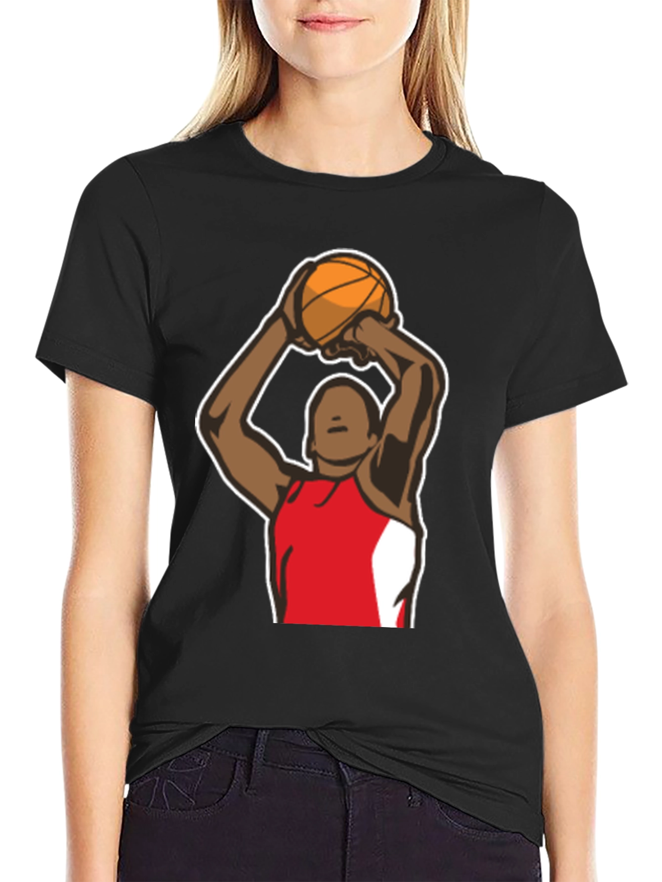 Basketball Player Graphic Tee - Black Cotton