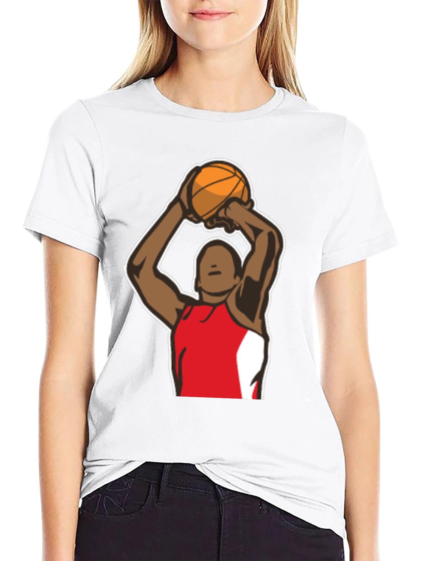 Basketball Player Graphic Tee - Black Cotton