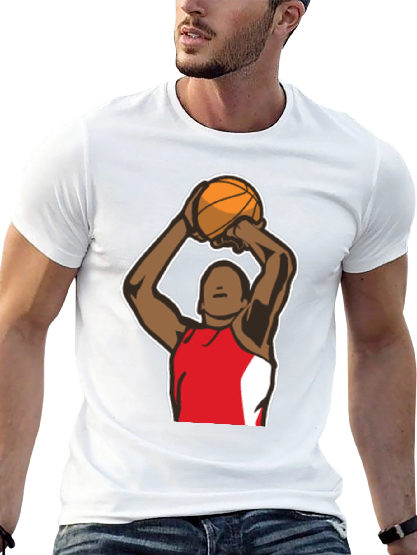 Basketball Player Graphic Tee - Black Cotton