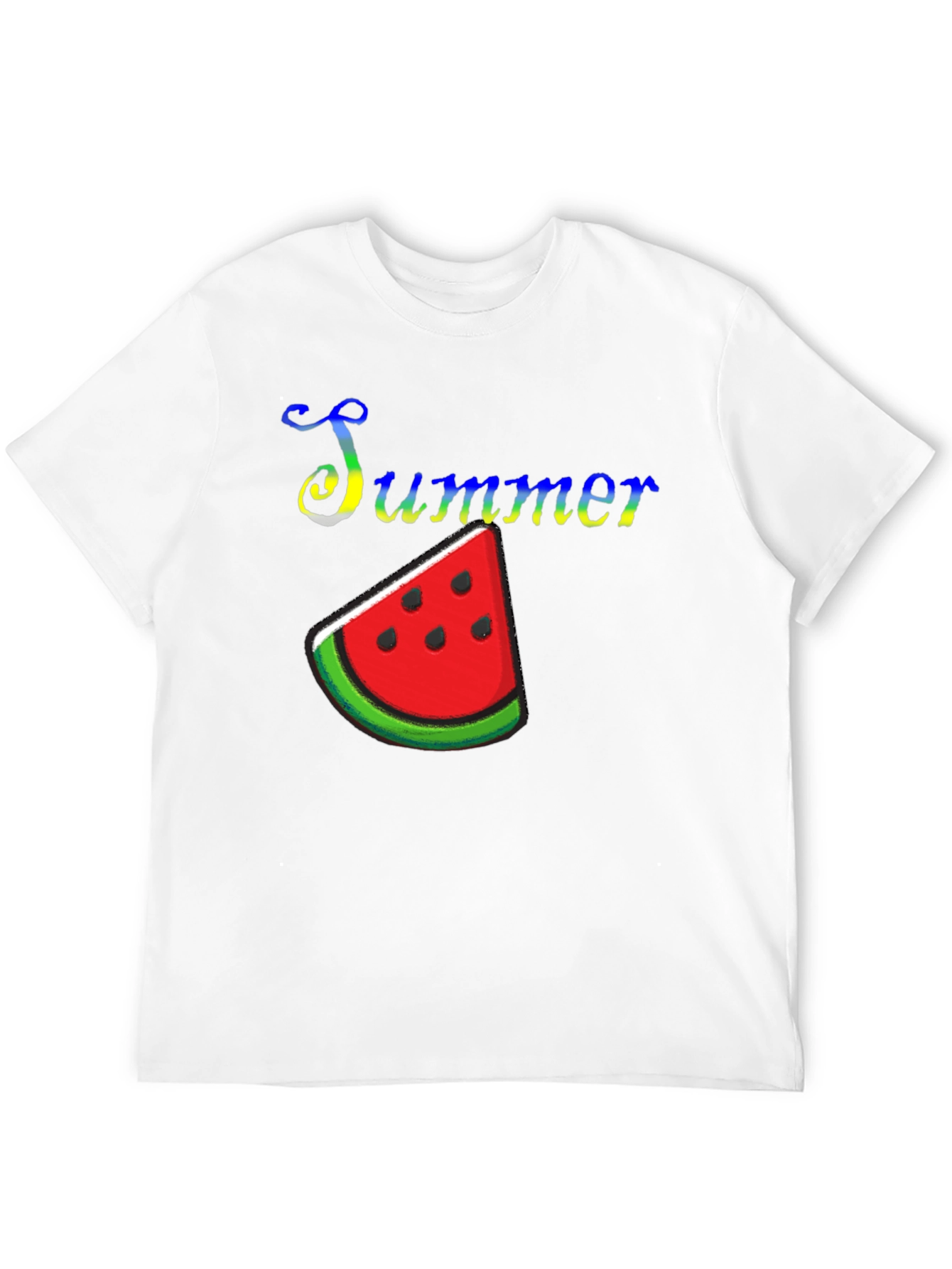 Summer Watermelon Graphic Print Black T-Shirt