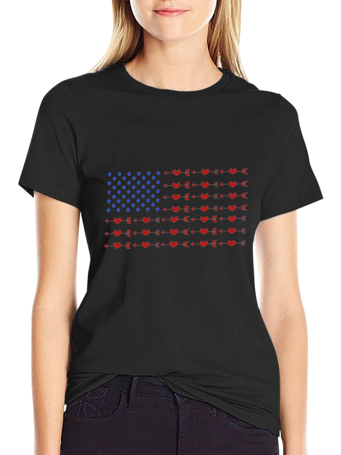 American Flag Heart Arrow Graphic Tee