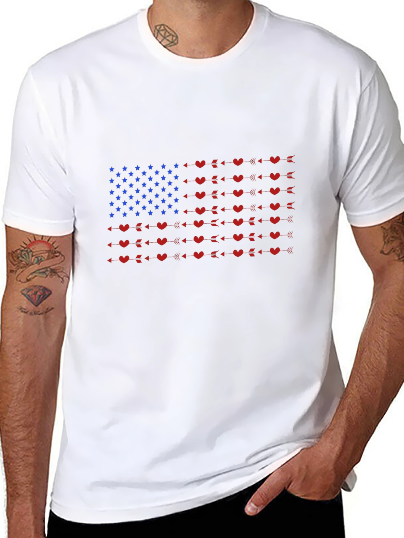 American Flag Heart Arrow Graphic Tee