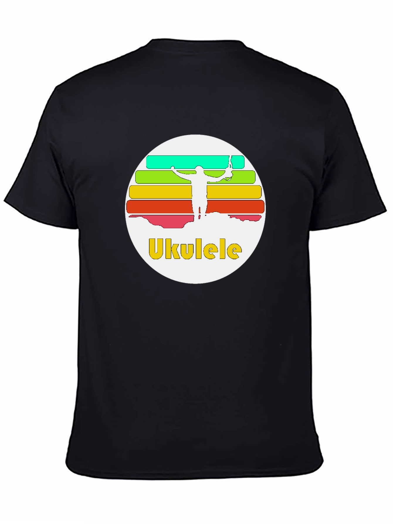 Ukulele Sunset T-Shirt - Retro Style Black Tee