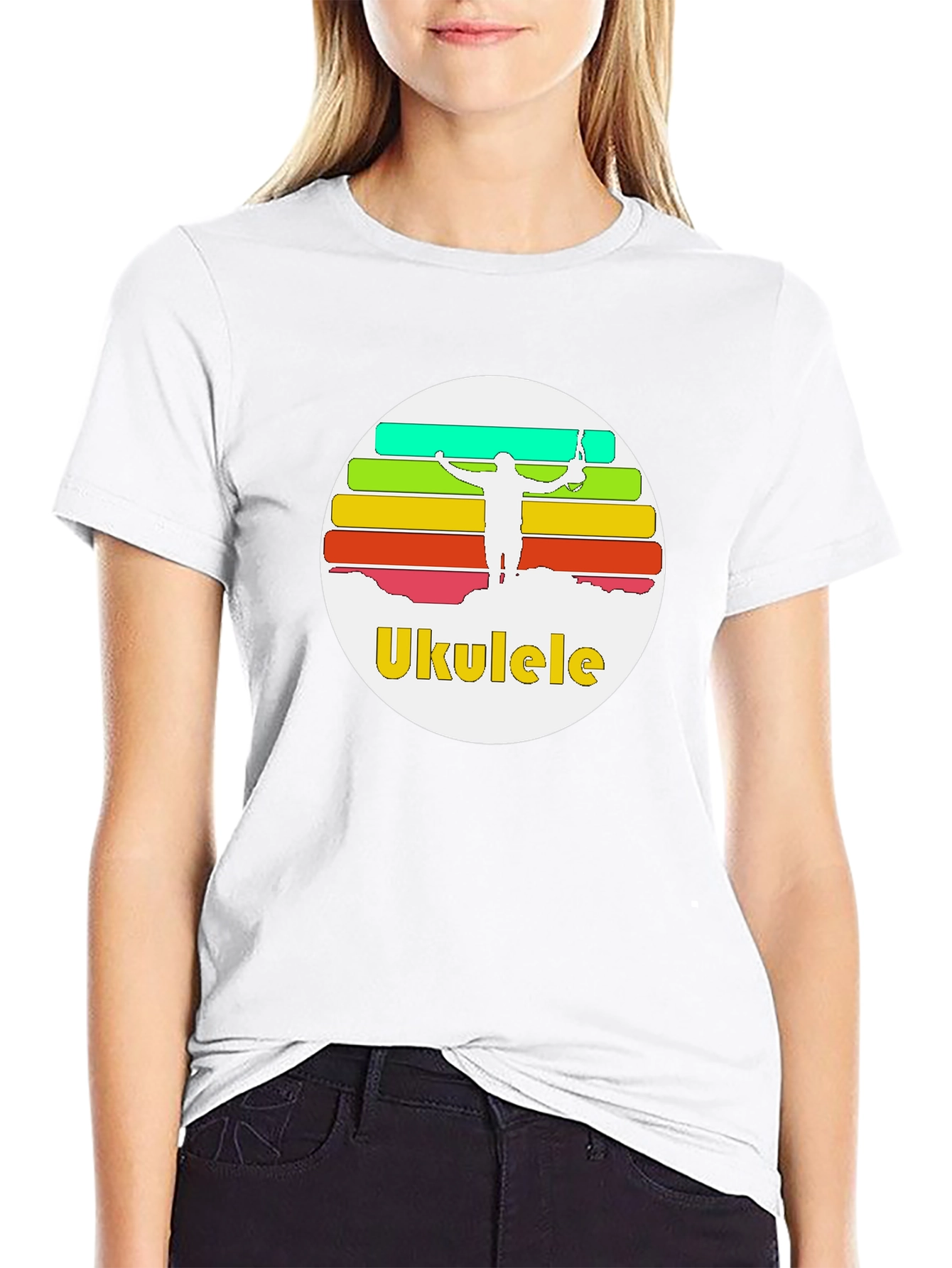 Ukulele Sunset T-Shirt - Retro Style Black Tee