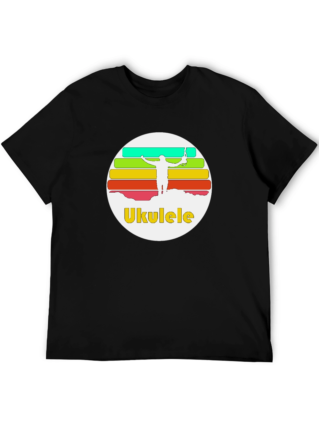 Ukulele Sunset T-Shirt - Retro Style Black Tee