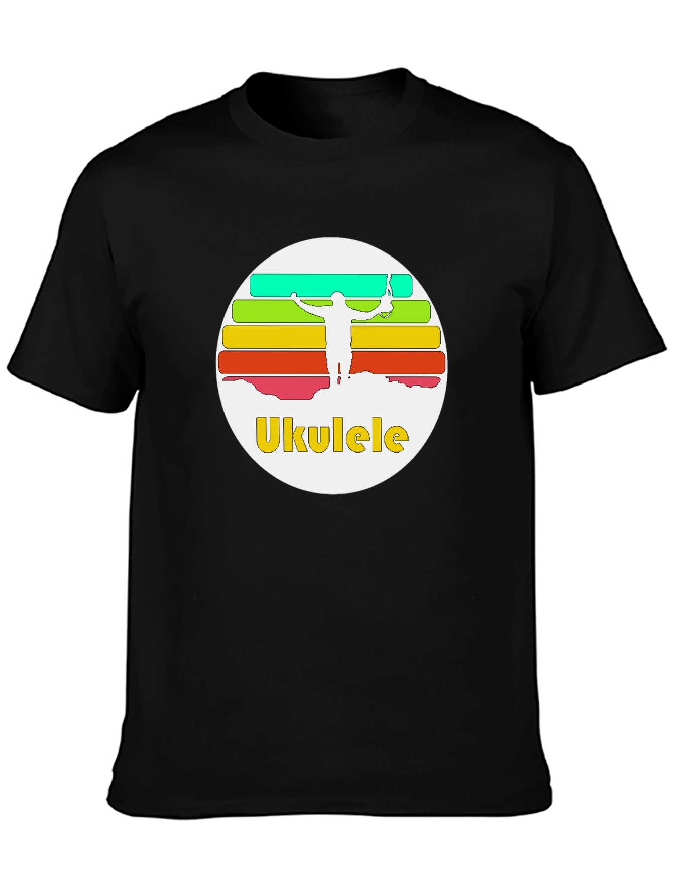 Ukulele Sunset T-Shirt - Retro Style Black Tee