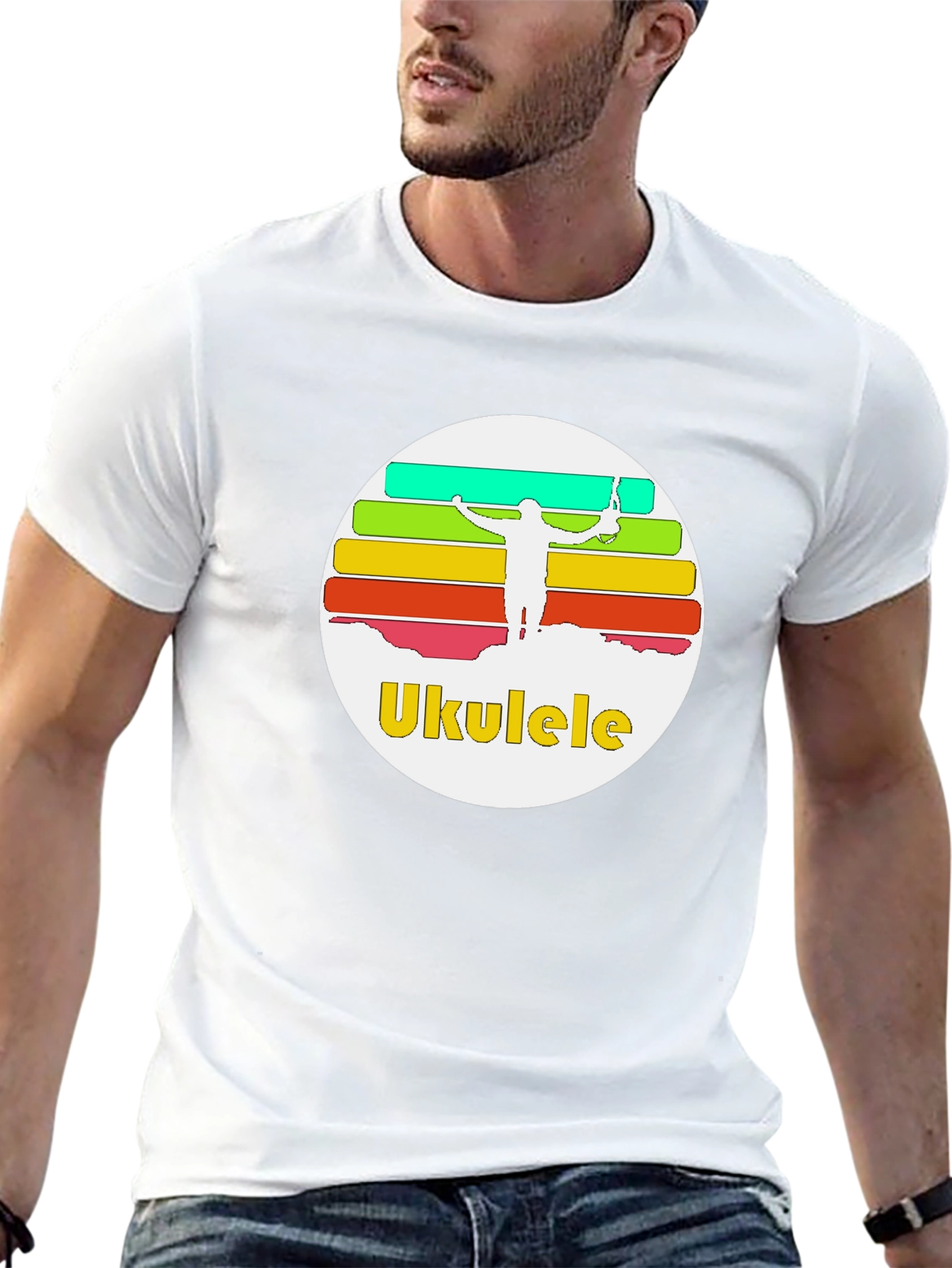 Ukulele Sunset T-Shirt - Retro Style Black Tee