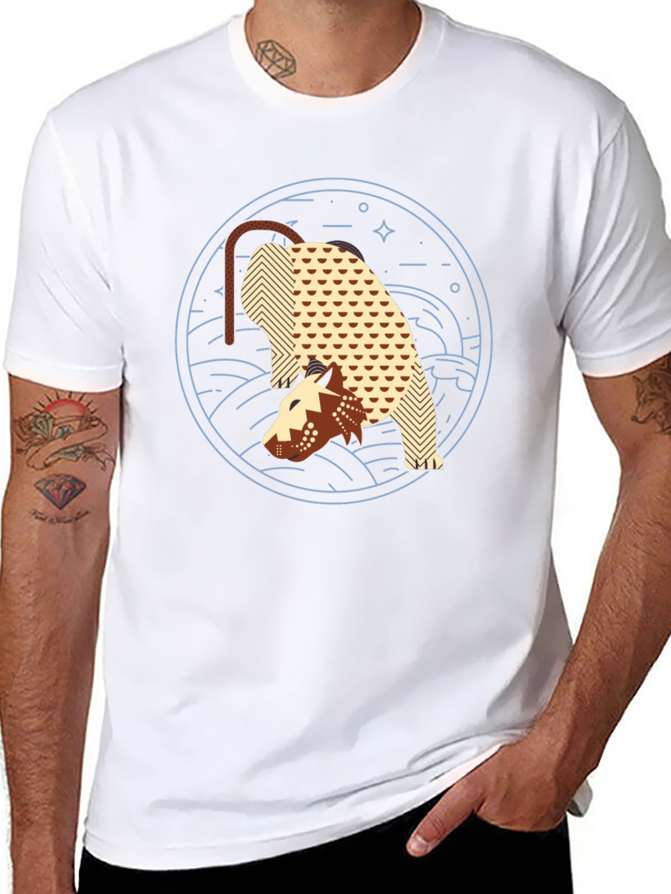 Abstract Anteater Graphic Tee - Black Cotton T-Shirt