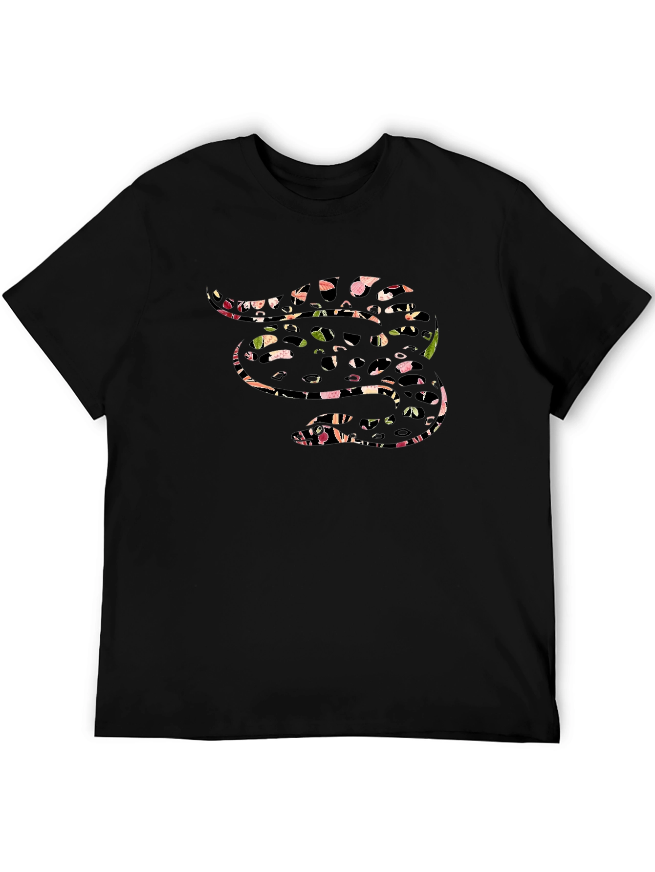 Abstract Snake Graphic Black T-Shirt